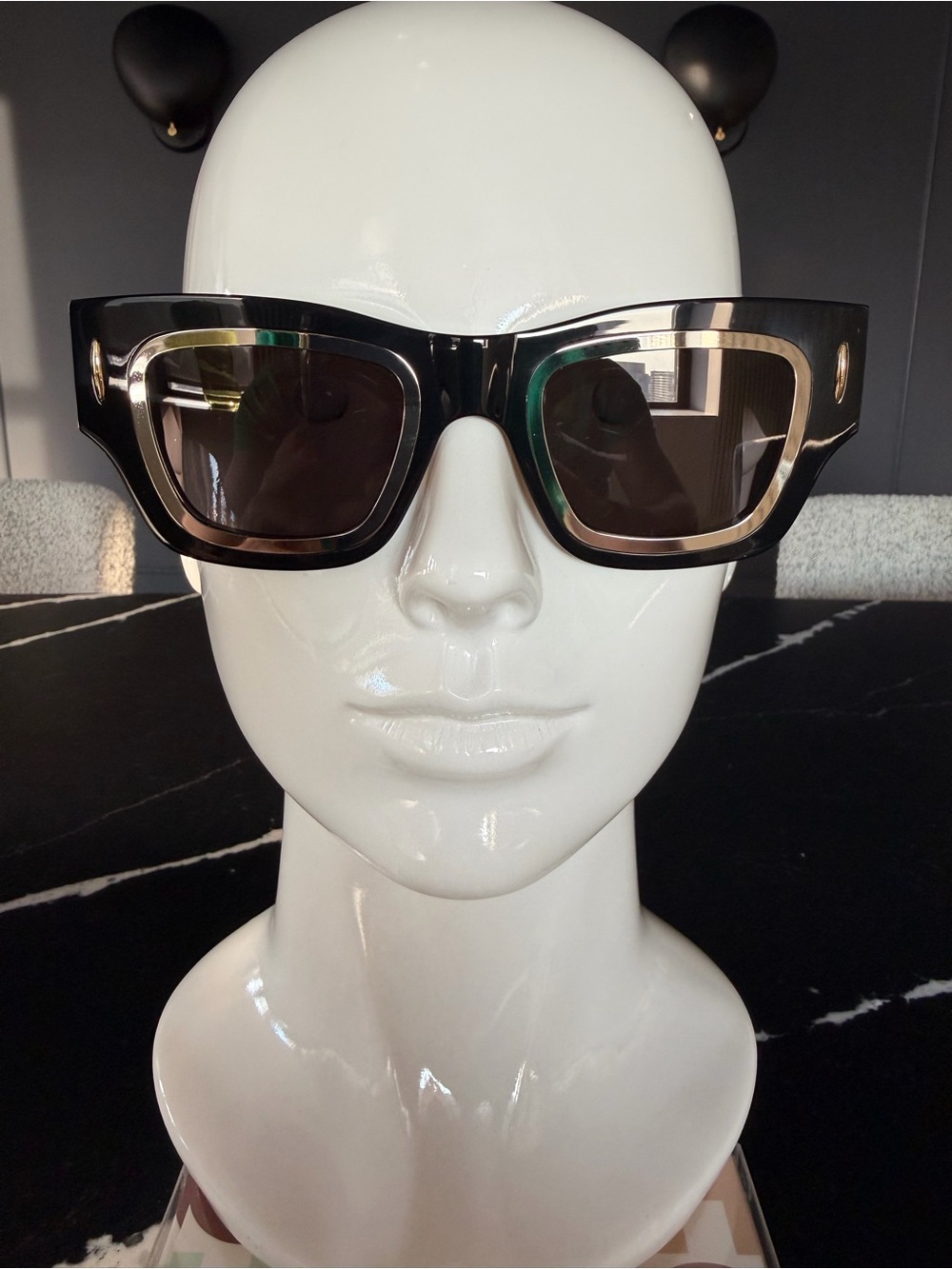 Loewe Black Sunglasses with Gold Trim